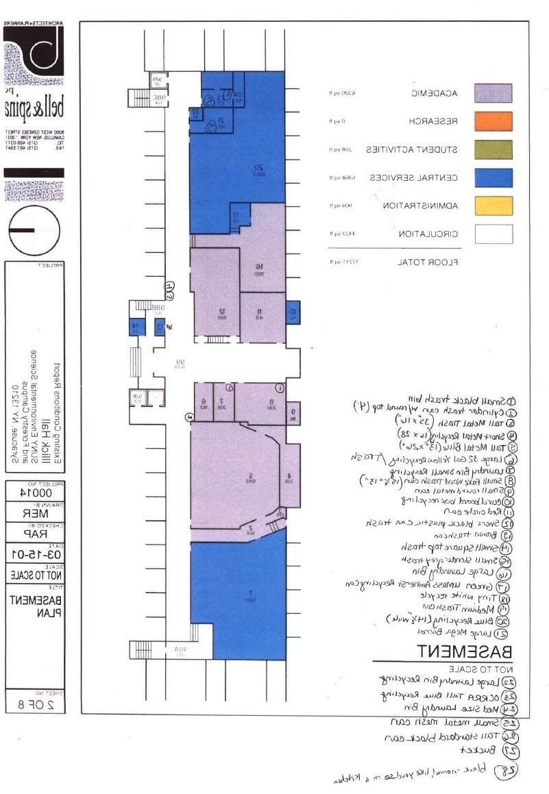Image of floor plan with 28 different types of bin listed