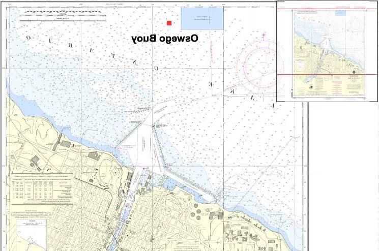 安大略湖地图显示浮标在奥斯威戈地区的位置